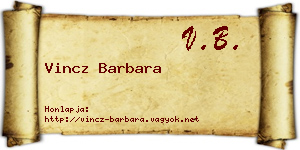 Vincz Barbara névjegykártya